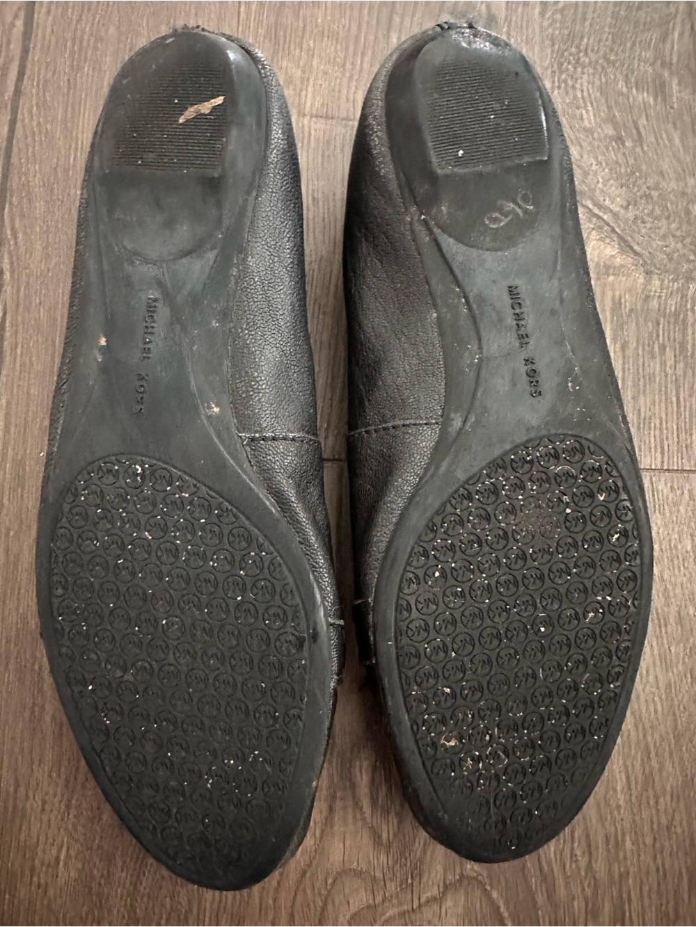 Michael Kors Black Leather Loafers with Gold Buckle Detail - Picture 11 of 12